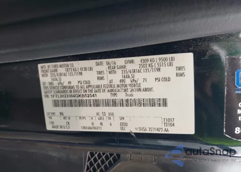 2016 Ford Transit-350 z USA, uszkodzony, nr VIN 1FTLW2XM4GKB52541